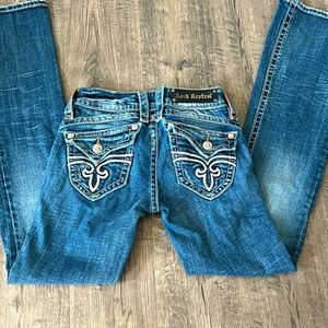 Womens Rock Revival jeans. Size 26, 34 inseam, bootcut